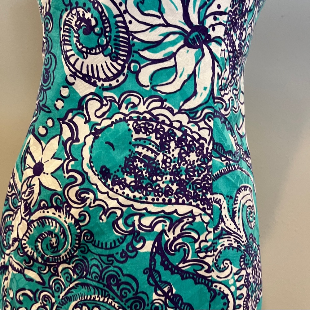 Lilly Pulitzer Eaton shift dress in the 'Montauk Seafoam' print with gold tassel - Picture 3 of 12